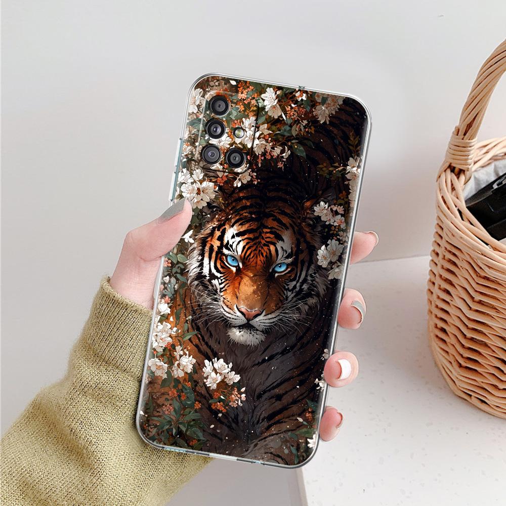 Phone Case For Samsung A15 A13 A35 A55 A51 A71 A41 A31 A21S A05 A17 A23 A25 A33 A53 A73 5G A07 4G Cover Cool Animal Tiger Lion
