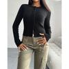 Autumn and Winter Tops for Women, Temperament Slim Cardigan, Buttoned Long-sleeved