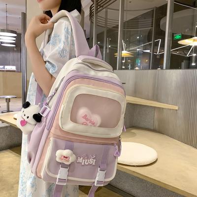 High-value Wind Schoolbag, Junior High School Girls Backpack, High School Students Large-capacity Cute Dopamine Backpack