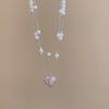 French Pink Stacked Love Cross Pearl Necklace Small Fresh and Sweet Collarbone Chain Simple Atmosphere Necklace