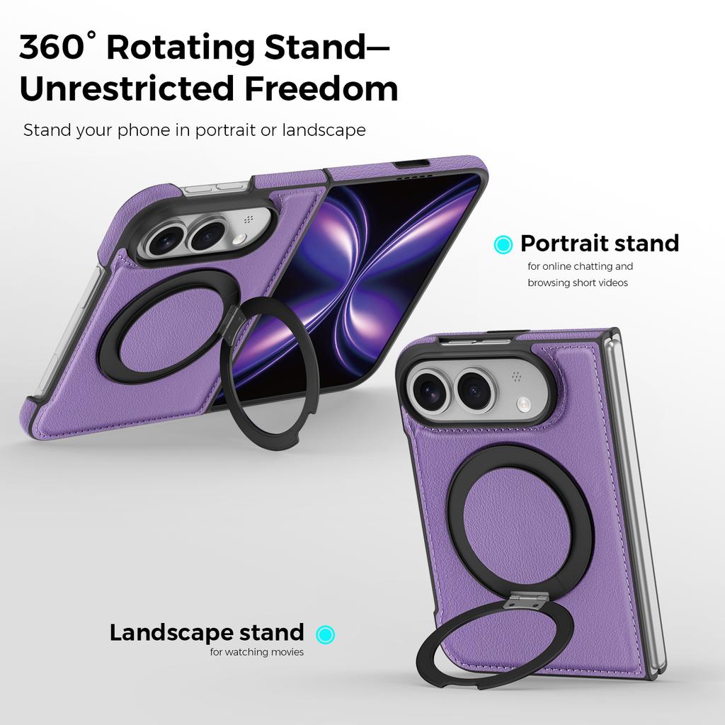 Case For Iphone Duo Business Leather Texture Rotating Bracket Case Magnetic Wireless Charging Charging Phone Cover