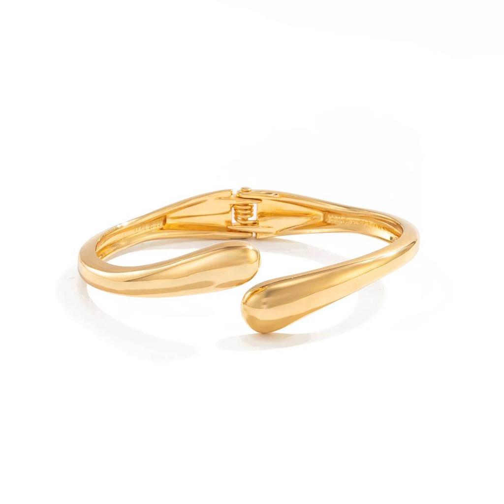 SHIXIN Hip Hop Smooth Surface Irregular Wide Bracelet for Women Trendy Stackable Gold Color Opening Spring Bangle Party Jewelry