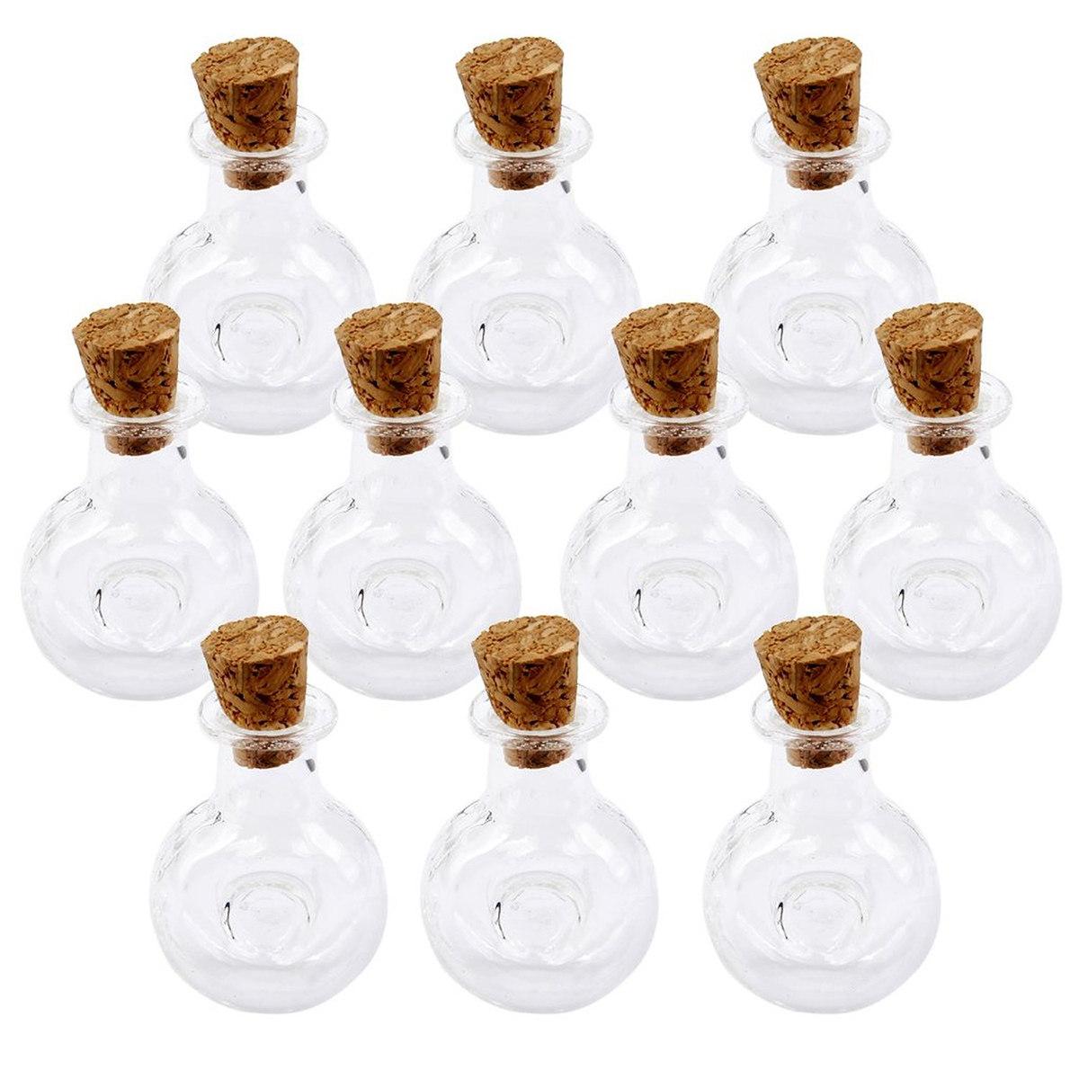 

10Pcs Glass Wish Bottles Mini Cylinder Shape Clear Glass Jars with Wooden Cork Plugs for DIY Necklace Pendants Drift Bottles
