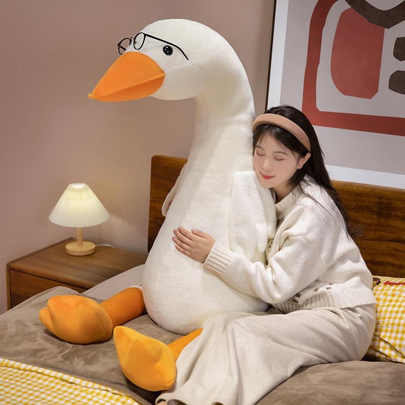 Favorite Toy Unisex White 60/100/130Cm Kawaii Giant Goose Plush Toys Stuffed Soft Animal Duck Pillow Sleeping Reading Accompany Dolls Gift Toy