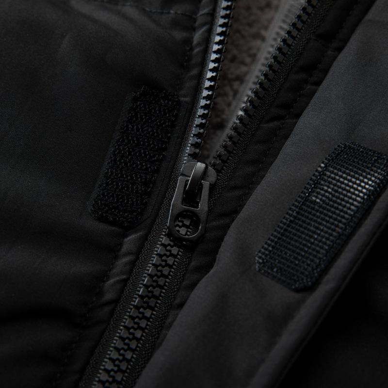 Pánská nadměrná fleecová péřová bunda s kapucí - Trendy volný dvoudílný vzhled