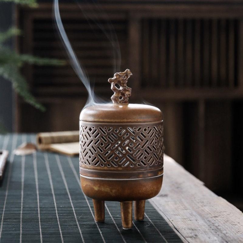 Ceramic Incense Burner Antique Style Indoor Coil Incense Burner Chinese Style Ancient Home Decoration Ornament