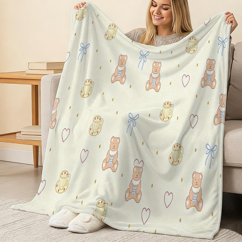 Bear Series Flannel Fleece Blanket – Soft, Warm, Machine Washable Throw for Home, Office Naps, Halloween & Christmas Decor