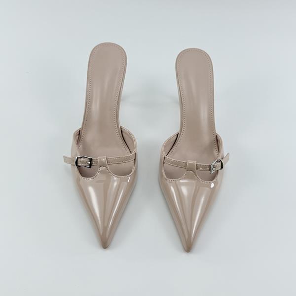 

Модная женская обувь на низком ходу, женские тапочки, женские туфли на каблуке с закрытым носком, 2025, на высоком каблуке, с острым носком, летние туфли-лодочки, шлепанцы, сандалии, лакированная кожа 35