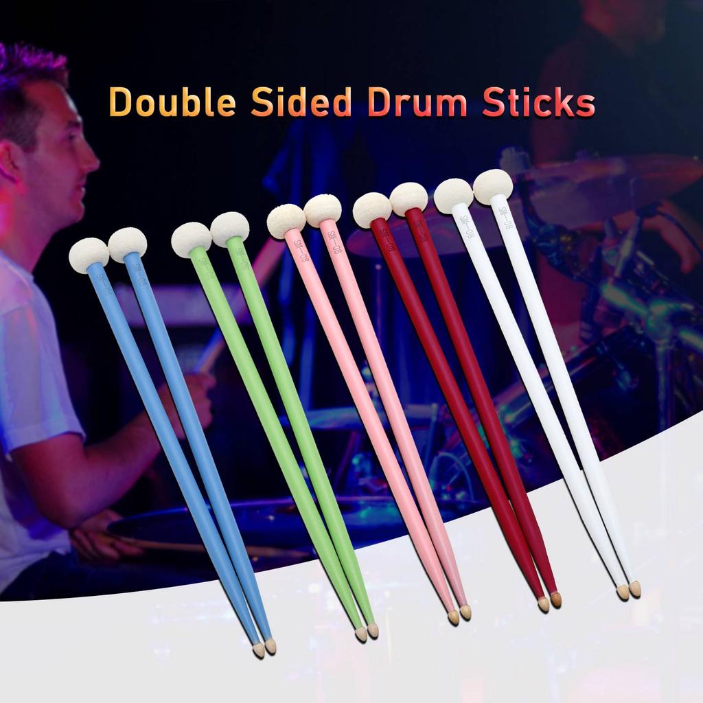 2pcs Drum Mallet Drum Stick Double Sided Drum Mallets Good Hand Feel Sticks Felt and Maple Tips Double Ended Drumsticks
