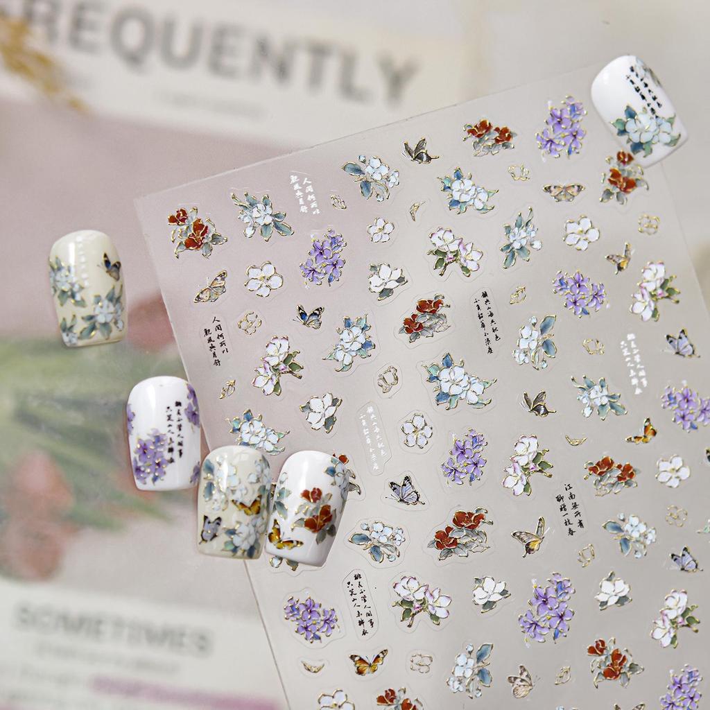 Tomoni Hot Stamping Retro Gold Edge Butterfly Nail Art Stickers - Exquisite Popular Style