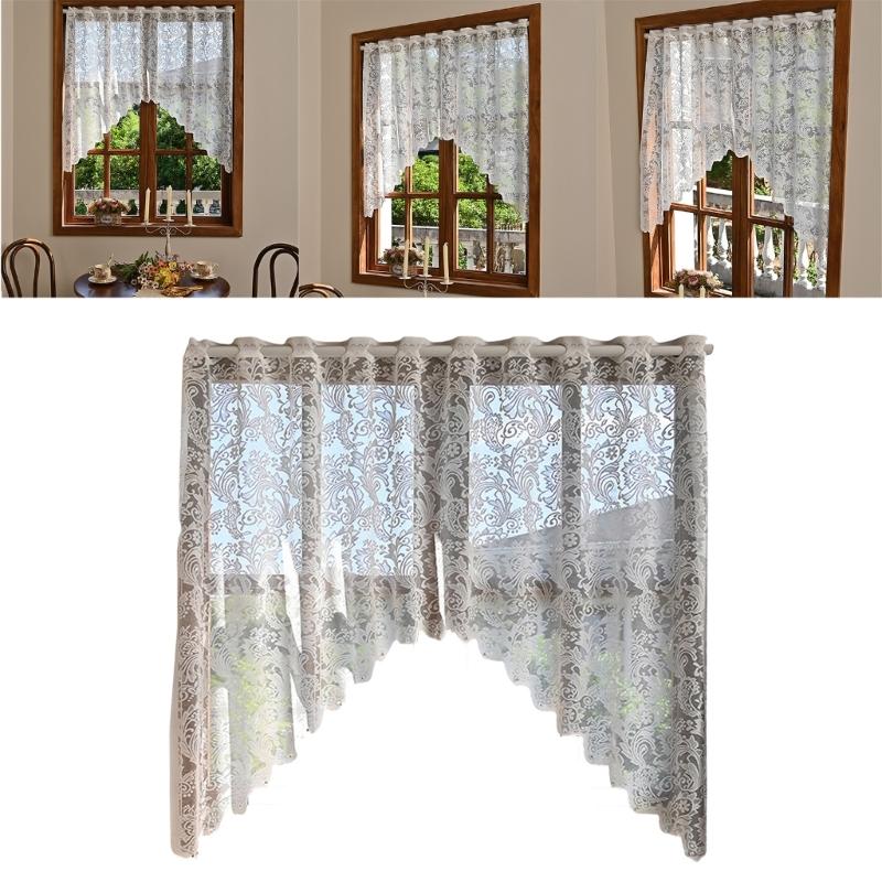 Half Sheer Lace Curtain With Florals Styles Window Dressing Solution Soft Filtering Home Decoration