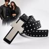 Y2K Punk Cross Belt Hip Hop Streetwear Waist Belt Rivet Studded Belt  For Men Women Jeans