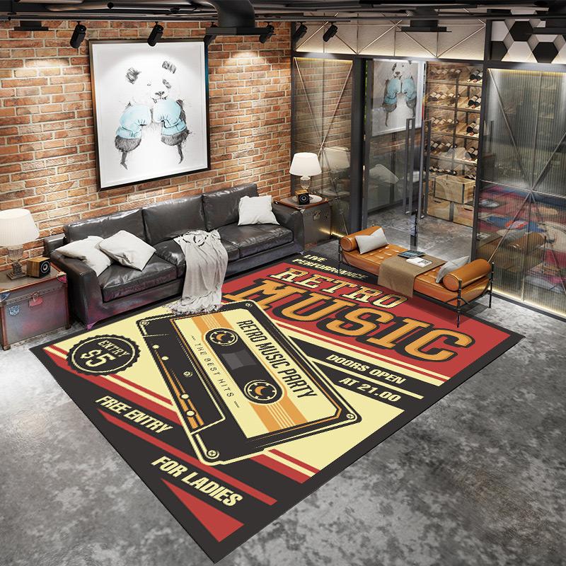 American Industrial Wind Lounge Rug Home Non-slip Mat Large Area Living Room Decoration Retro Rug Punk Style Rugs for Bedroom