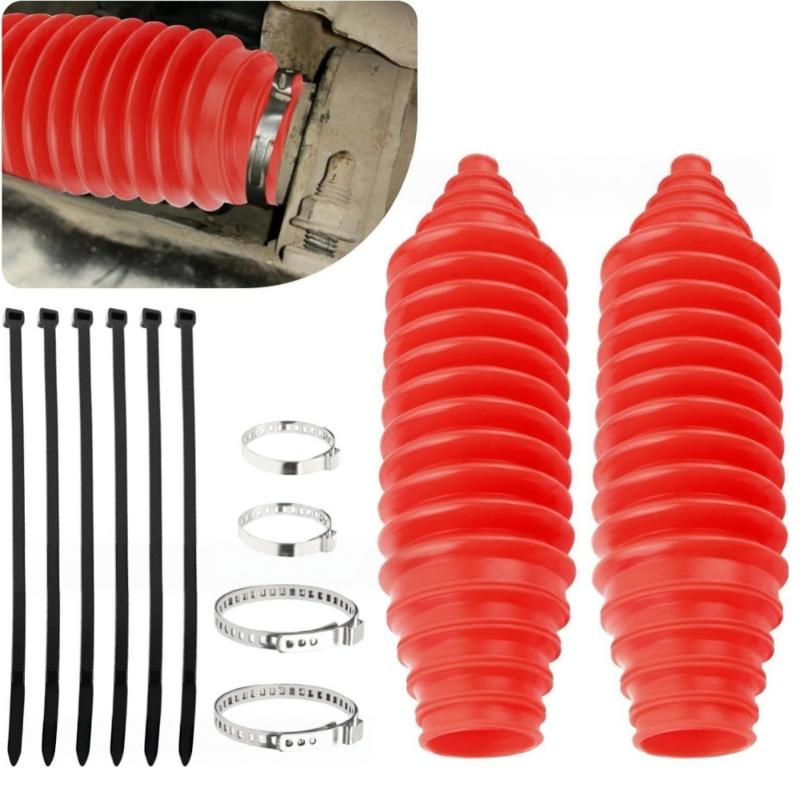 1/12Pcs Gear And Rack Silicone Cover With Clamps Universal Steering Tie Rod Dust Cover Kit Waterproof And Dustproof