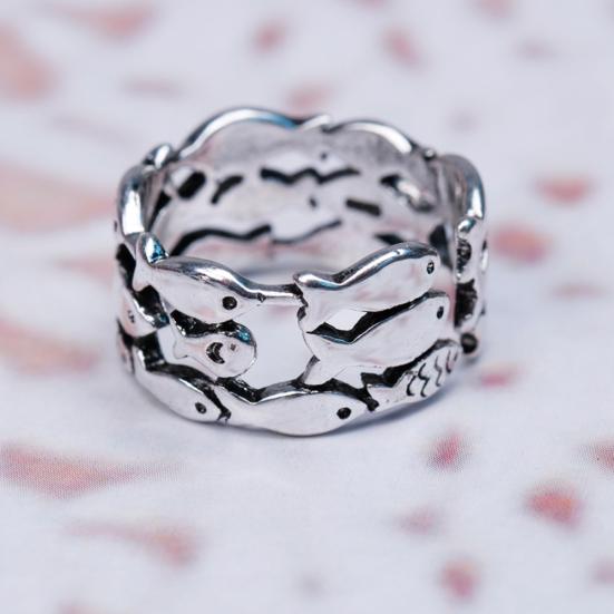 Creative Lovely Fish Silver Plated Opening Finger Ring Women's Jewelry Gift