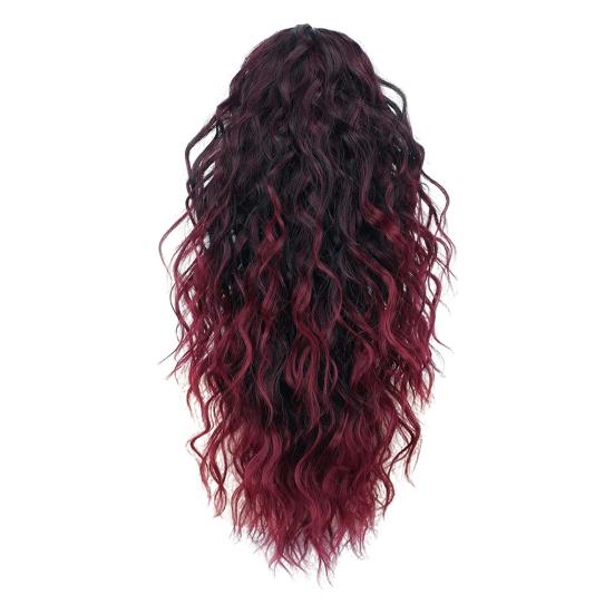 Women Long Curly Ponytail Extension Natural Looking Fluffy High Temperature Fiber Synthetic Long Wavy Ponytail Wig B