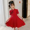 Girls' Summer Dress: Chinese-Style Red Tang-Style Qipao Retro Performance Costume