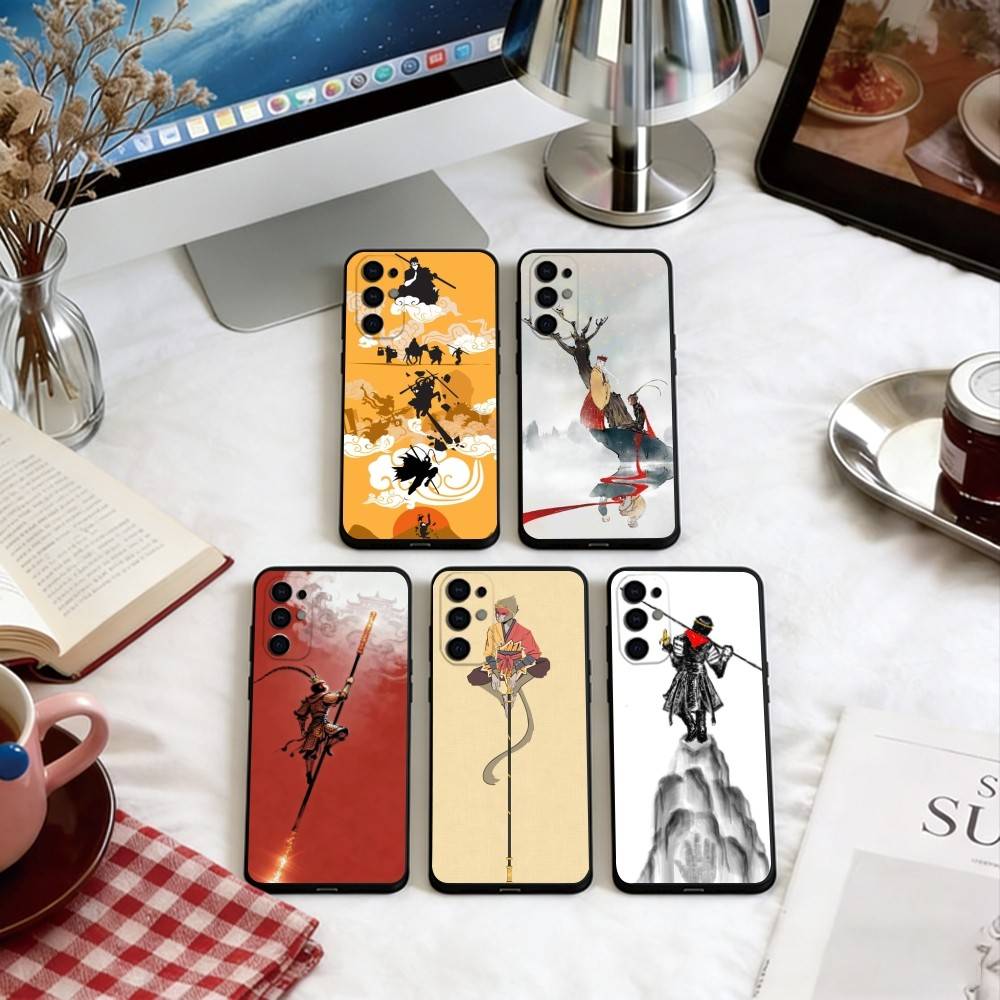 The Monkey King Phone Case Black Silicone Soft For Samsung S25,S24,S21,S22,S23,S30,Ultra,S20,Plus,Fe,Lite