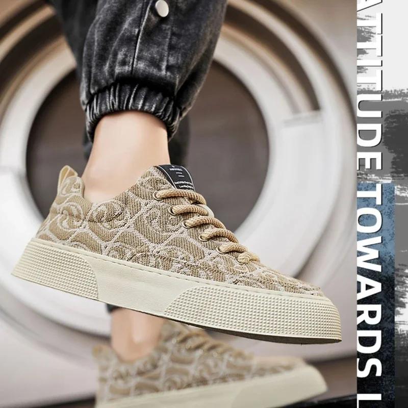 Men's Graffiti Prints Canvas Sneakers Spring Autumn Breathable Fashion Vulcanize Shoes Outdoor Lace Up Men Casual Shoes