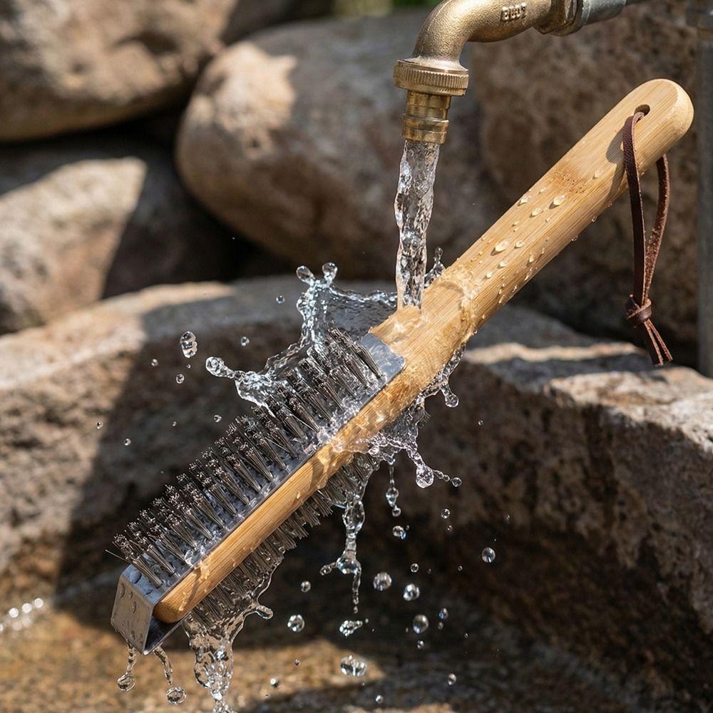 Extended Handle Grill Cleaning Brush Copper Bristle Oven Cleaner Brush  Grill Maintenance