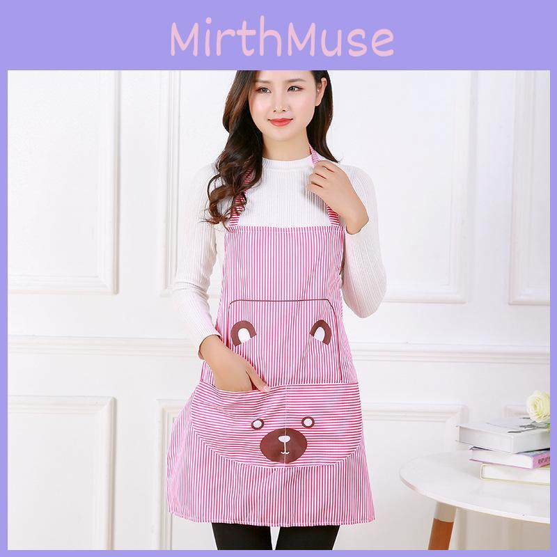 Sleeveless Apron With Bear Print For Home Cooking And Antistain Protection