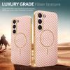For Samsung Galaxy S23 Phone Case Carbon Fiber Textured Electroplated TPU Back Cover