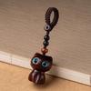Purple Ebony Cute Wealth Attracting Cat Car Keychain Pendant Antique Style Pendant Mobile Phone Handmade High-end Hanging Accessory