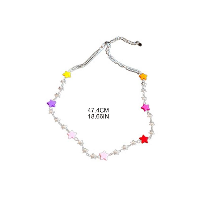 Bohemiean Star Bead Clavicle Chain Fashion Star Charm Necklace Star Chain Choker Womens Daily Outfits Delicate Jewelry