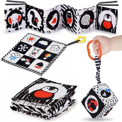 Baby Cloth Book 0-3 Months Baby Toys Black and White High Contrast Sensory Toys Early Education Toddlers Activity Fabric Book