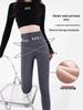 Women's Zipper Abdomen Control Shark Skin Pants: Plus Velvet, Thick Warm Button-Up Yoga Base Layer for Autumn/Winter.