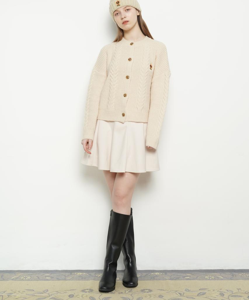 A Bon W25 Wool Pleats Mini Skirts Ivory