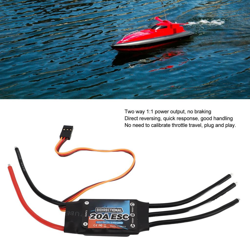 ESC Bidirectional Quick Response Brushless Electronic Speed Control for RC Cars Boats 20A