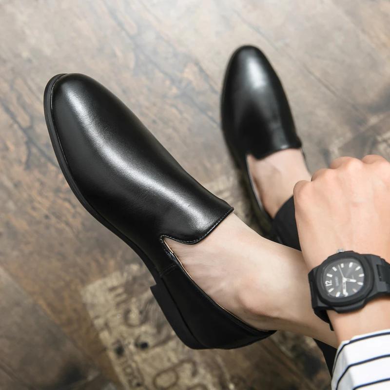 Fashion Spring Autumn Casual Leather Shoes Mens Soft Trends Nightclub Shoes Business Dating Loafers Formal Party Shoes Men Moccasins