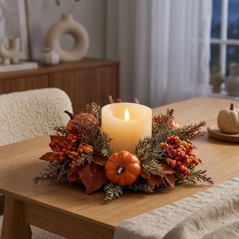 Fade Resistant Autumn Pumpkin Candle Holder Long Lasting Fall Harvest Wreath Door Decor