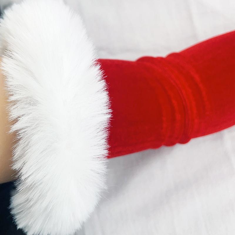 Women Long Christmas Costume Gloves Stretch Velvet Hallowmas Gloves Cosplay Party Performance Accessories Gloves