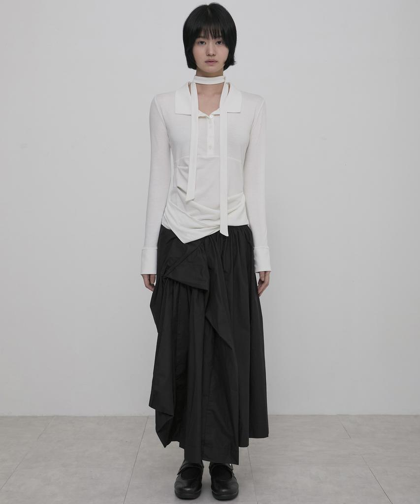 Peulleeoeob Asymmetrical Draped Shirt (Fl-186_Ivory)