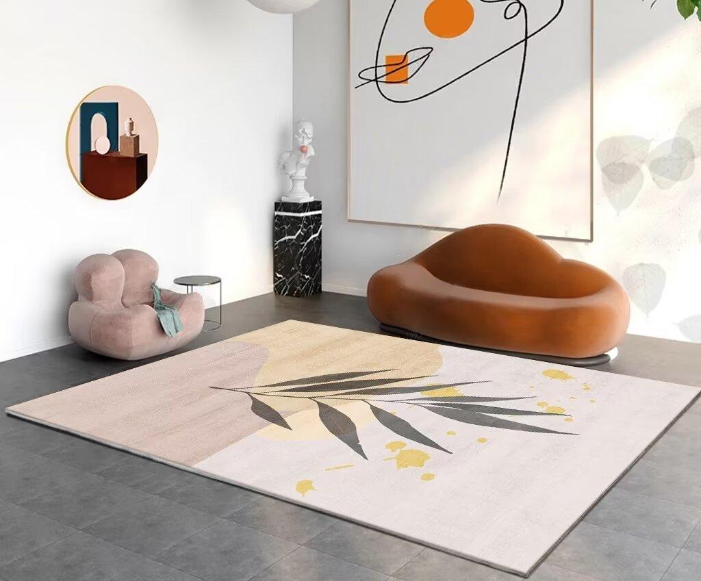 Light Luxury Geometric Rugs for Living Room Nordic Style Easy Clean Sofa Area Non-slip Floor Mat Bedroom Lounge Carpet Washable