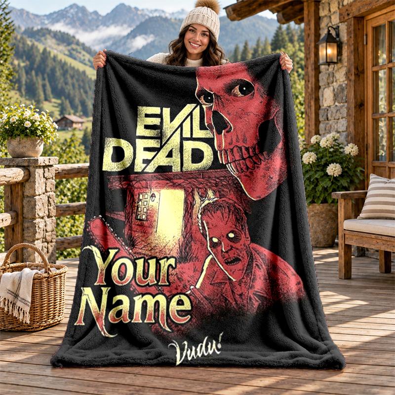 Evil dead Custom Name Flannel Blanket Personalized Soft Warm Plush Throw Blanket Customized Gift for Family Friends