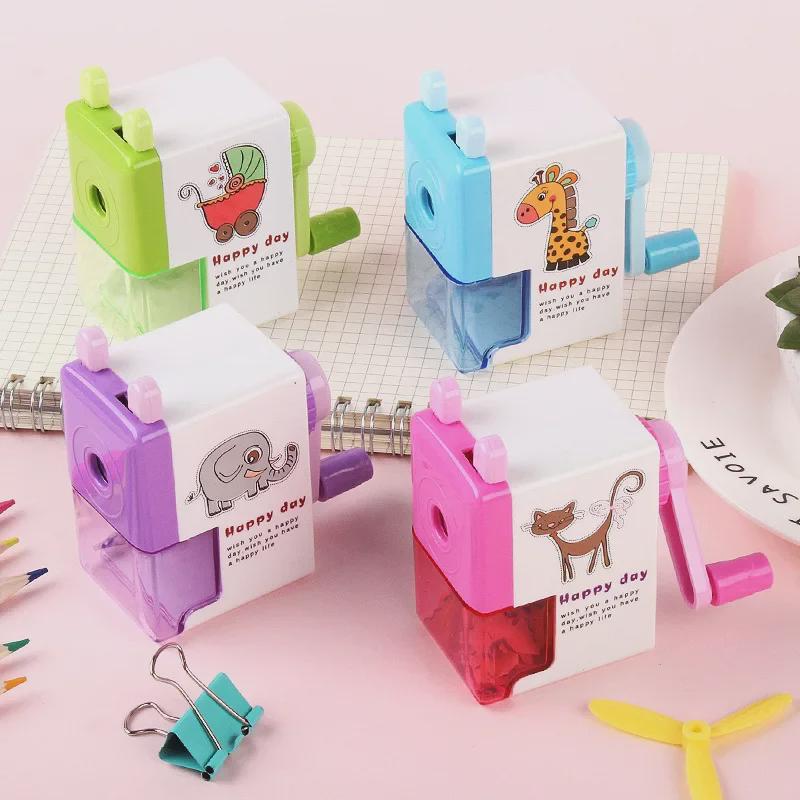 Cartoon Hand-Crank Pencil Sharpener - Creative, Labor-Saving, Single-Hole Design for Students