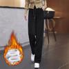 Samt Gepolsterte Lässige Hosen Damen Herbst Winter Hohe Taille Cordhosen Damen Große Größen Gerade Hosen Damen