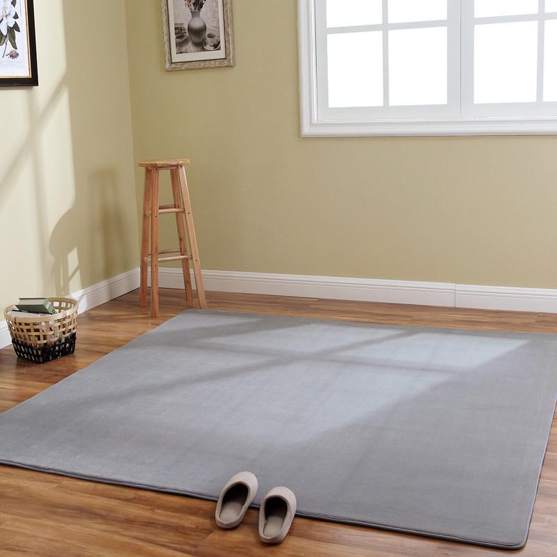 Solid Color Coral Fleece Short Pile Carpet: Full Coverage Living Room & Bedroom Floor Mat
