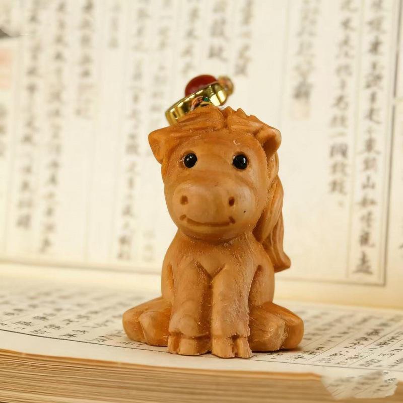 Cliff Cypress Zodiac Wood Carving Pendant Keychain