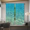 Set Of 2 Blue Ocean Print Curtains Pole Bag Christmas Decorations Home Room Curtain Polyester
