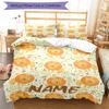 3pcs Custom Name Lion Bedding Set Duvet Cover Closure Includes 1 Duvet Cover & 2 Pillowcases, Soft and Comfortable for All Seasons.