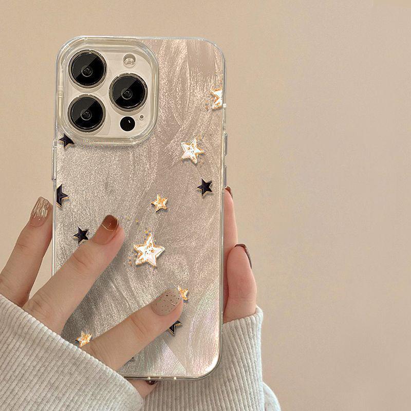Compatible with Apple 17/15/14 Promax & iPhone 16/12, Minimalist Star Protective Phone Case.