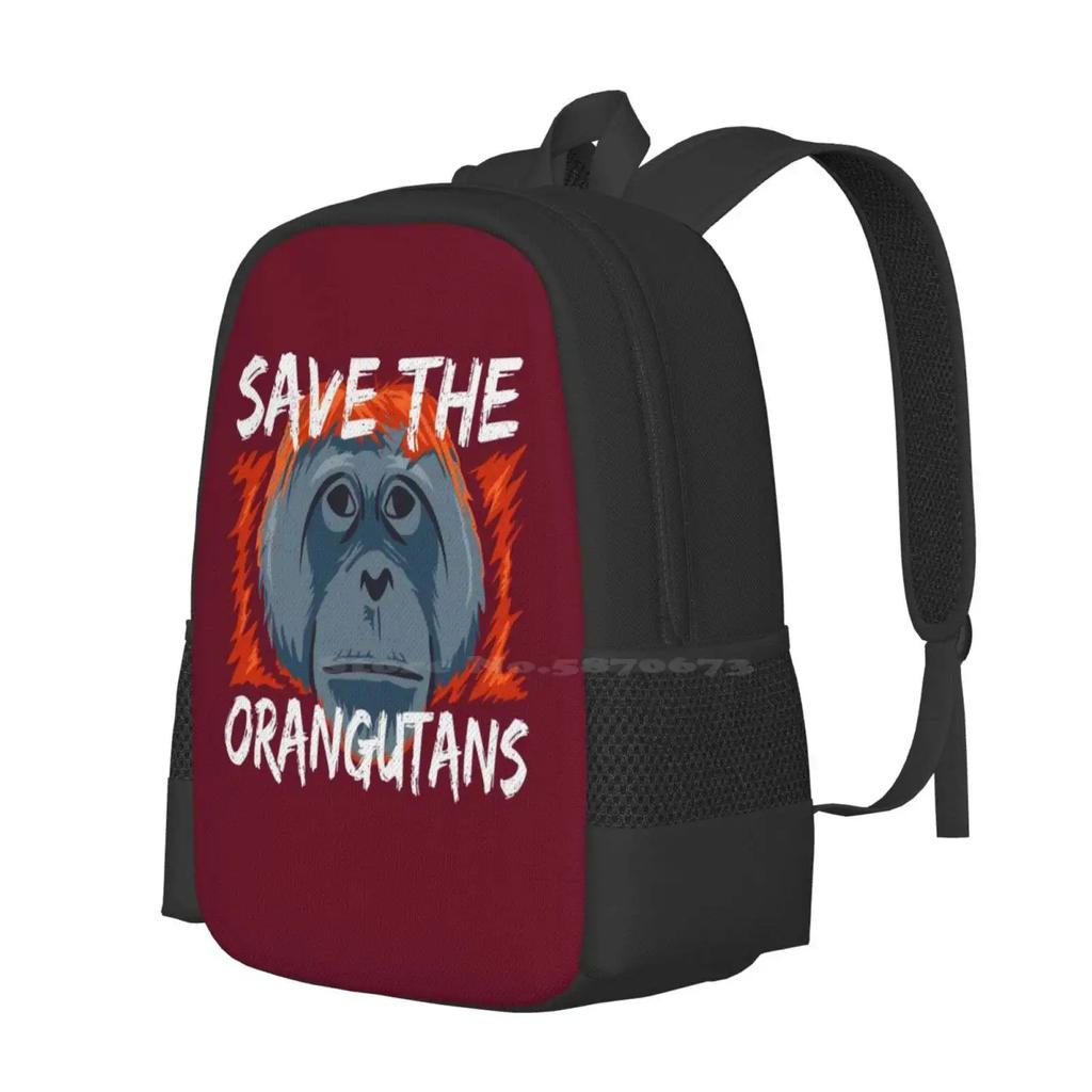 Save The Orangutans-Orangutan Conservation Pattern Design Bagpack School Bags Primate Save Orangutans Save The Orangutan Save