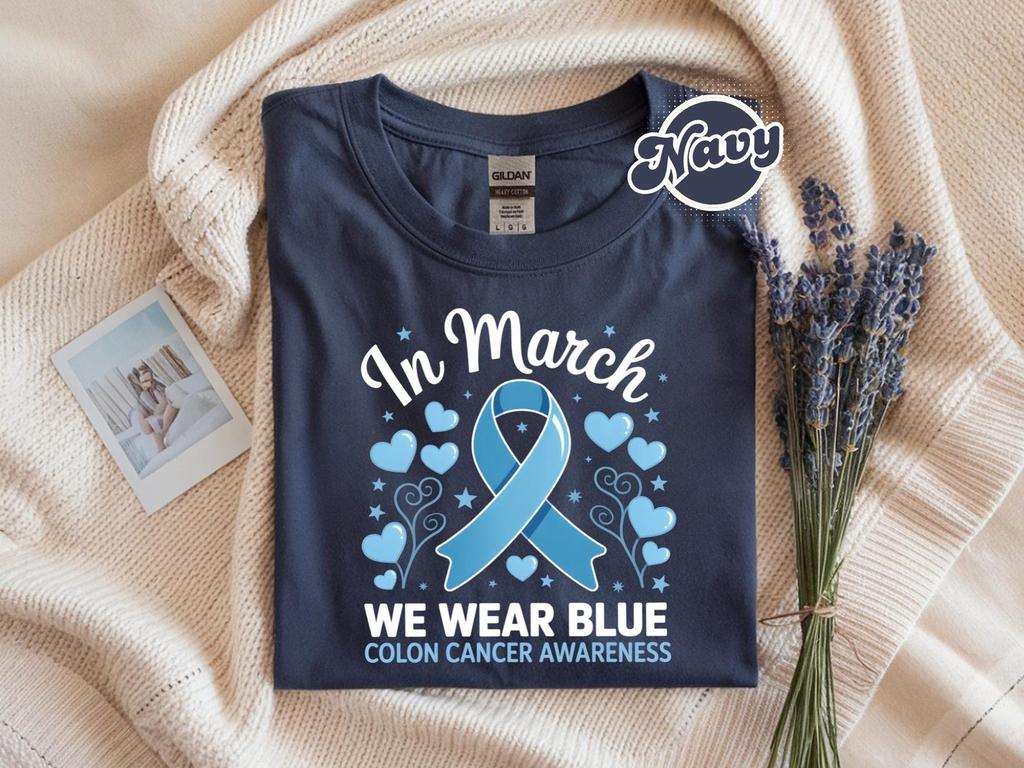 Colorectal Colon Cancer Awareness Month Colonoscopies Check UR Shirt, In March We Wear Blue T-shirt, Sunflower Blue Ribbon Butterfly Shirts