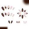 24Pcs Autumn Winter French Tip False Nail Black White Coffee Glitters Press On Artificial Nail Reusable