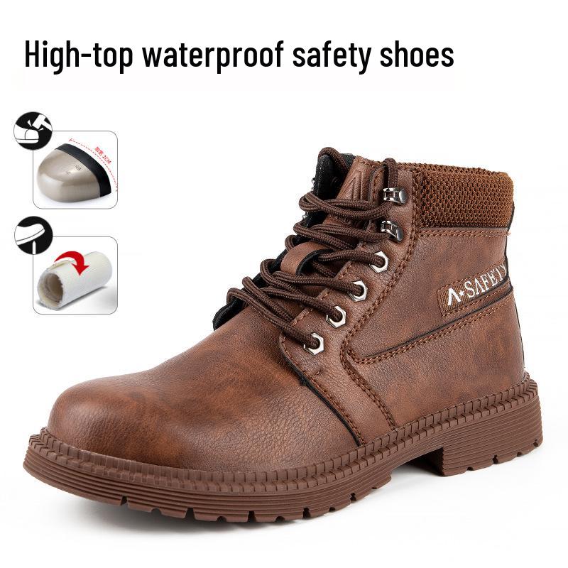 Men's High-Top Anti-Smash, Anti-Puncture, Non-Slip, Water-Repellent Work Boots for Outdoor, Wear-Resistant and Comfortable for Long-Standing.