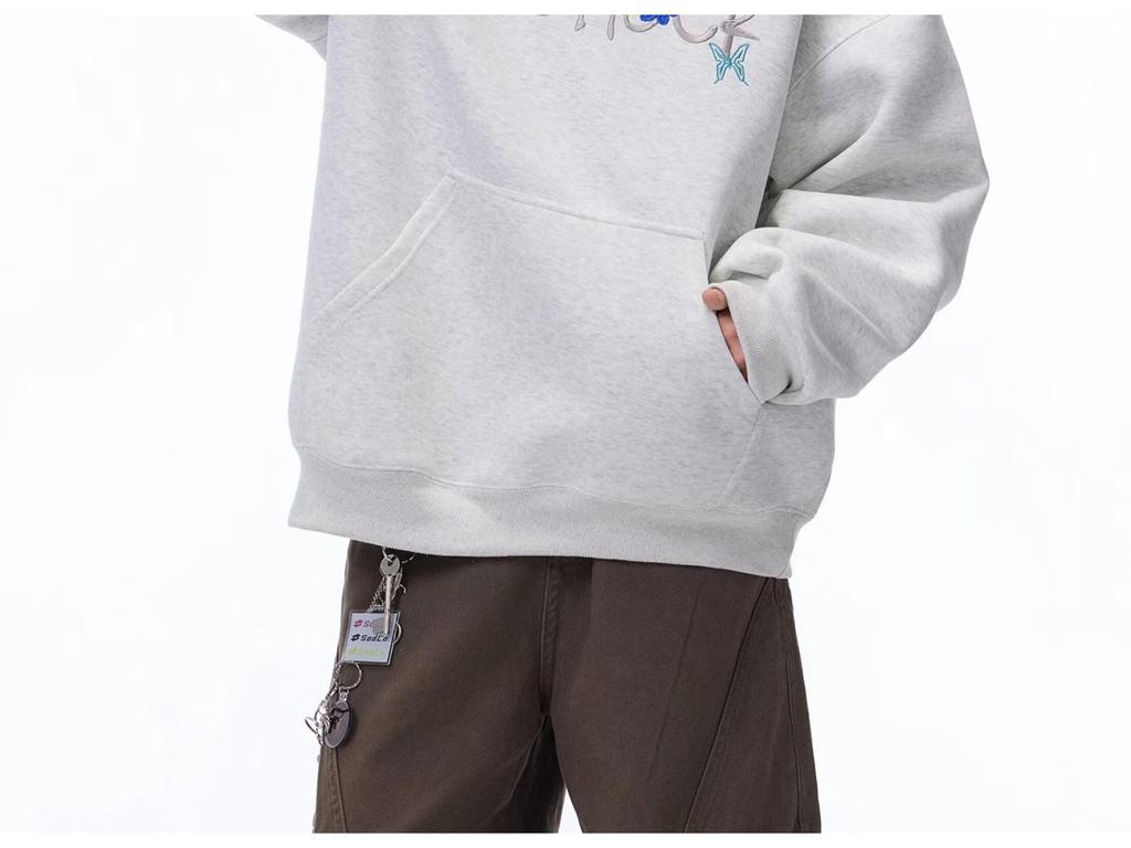 Men's Autumn/Winter American Letter Embroidered Hooded Sweatshirt - Loose Fit, Plus Velvet, Thickened Heavyweight Casual Hoodie Jacket